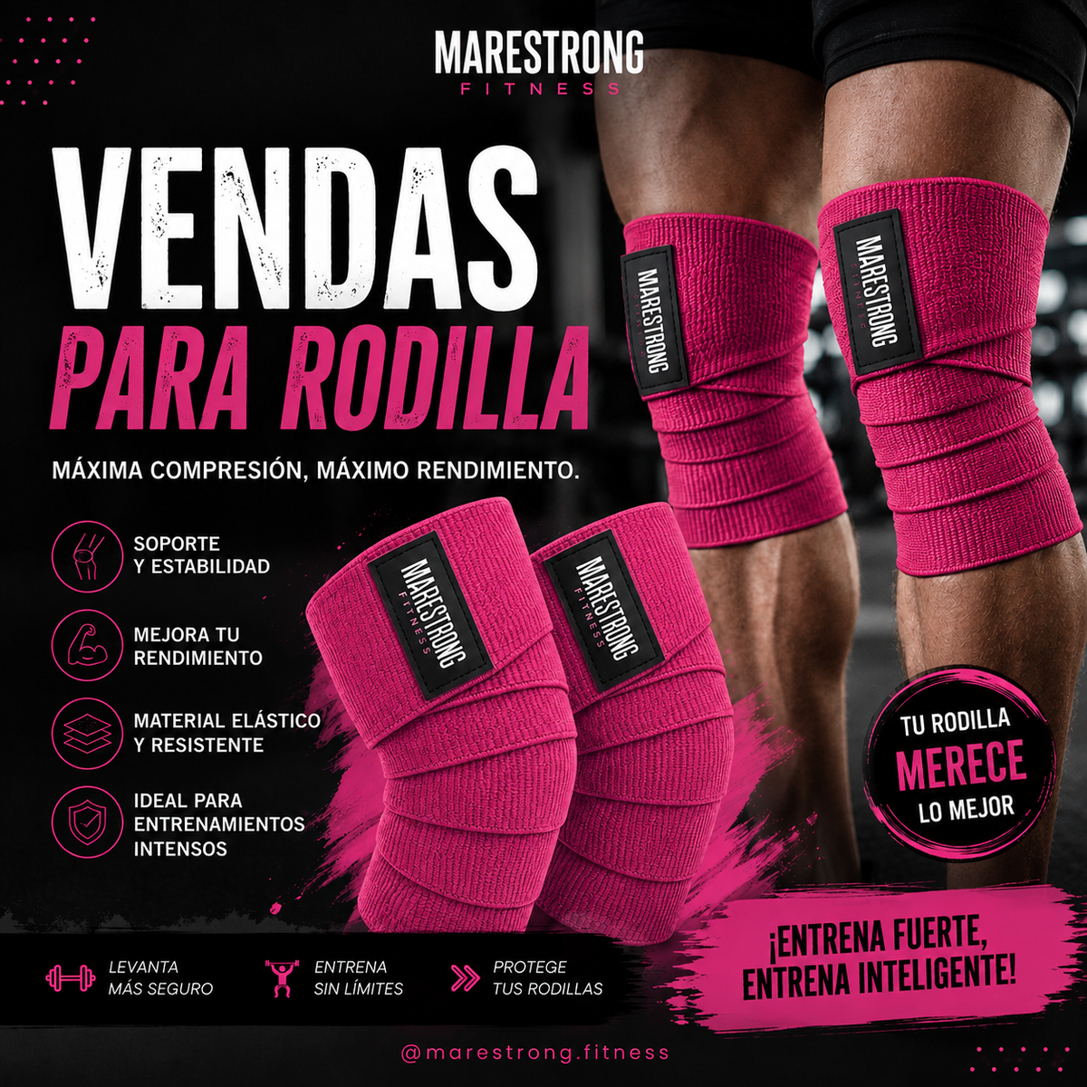 Vendas para Rodillas Fucsia de 1.80 m