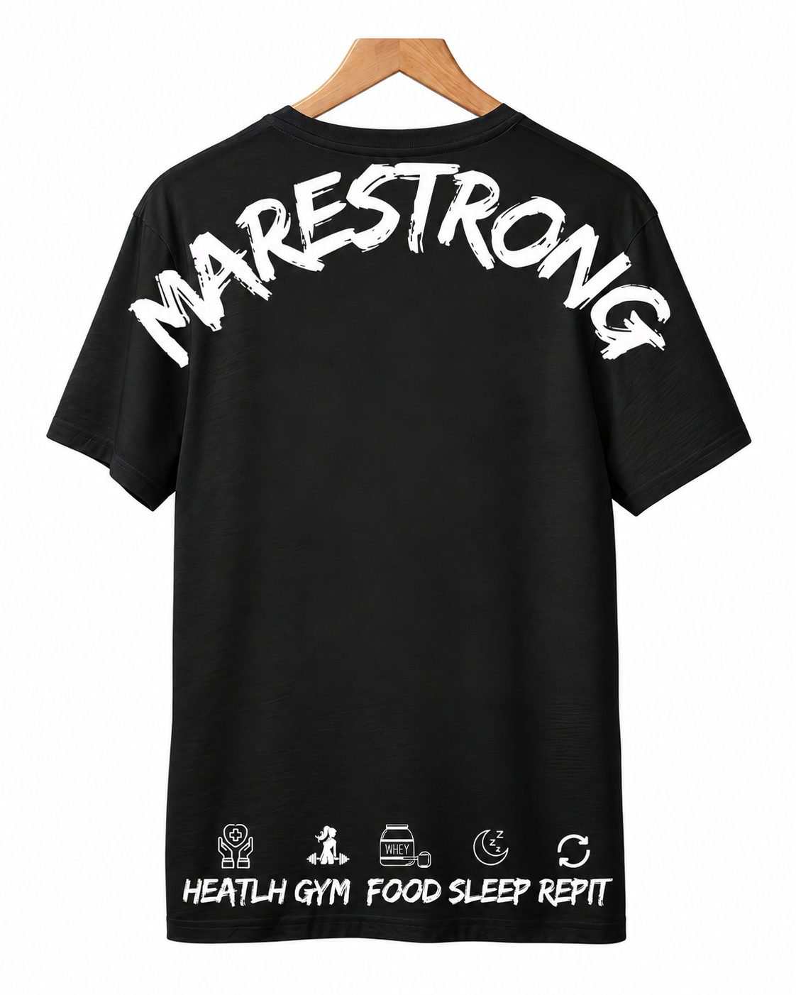 Mega Combo Marestrong Fitness: Cinturón Pesista + Grilletes + Playera Oversized Negra con Brillos