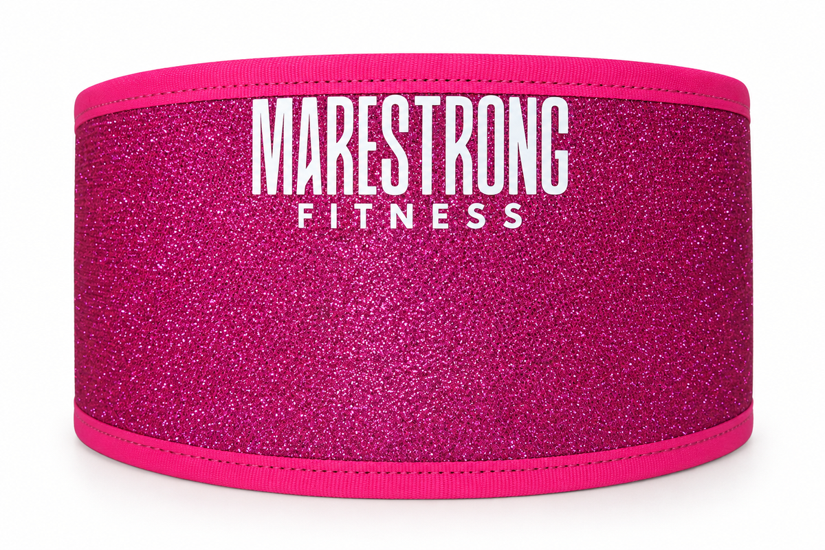 Cinturón Pesista Rosa con Brillos para Mujer Personalizable